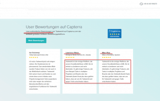 Screenshot von taskworld.com mit Fake Bewertungen